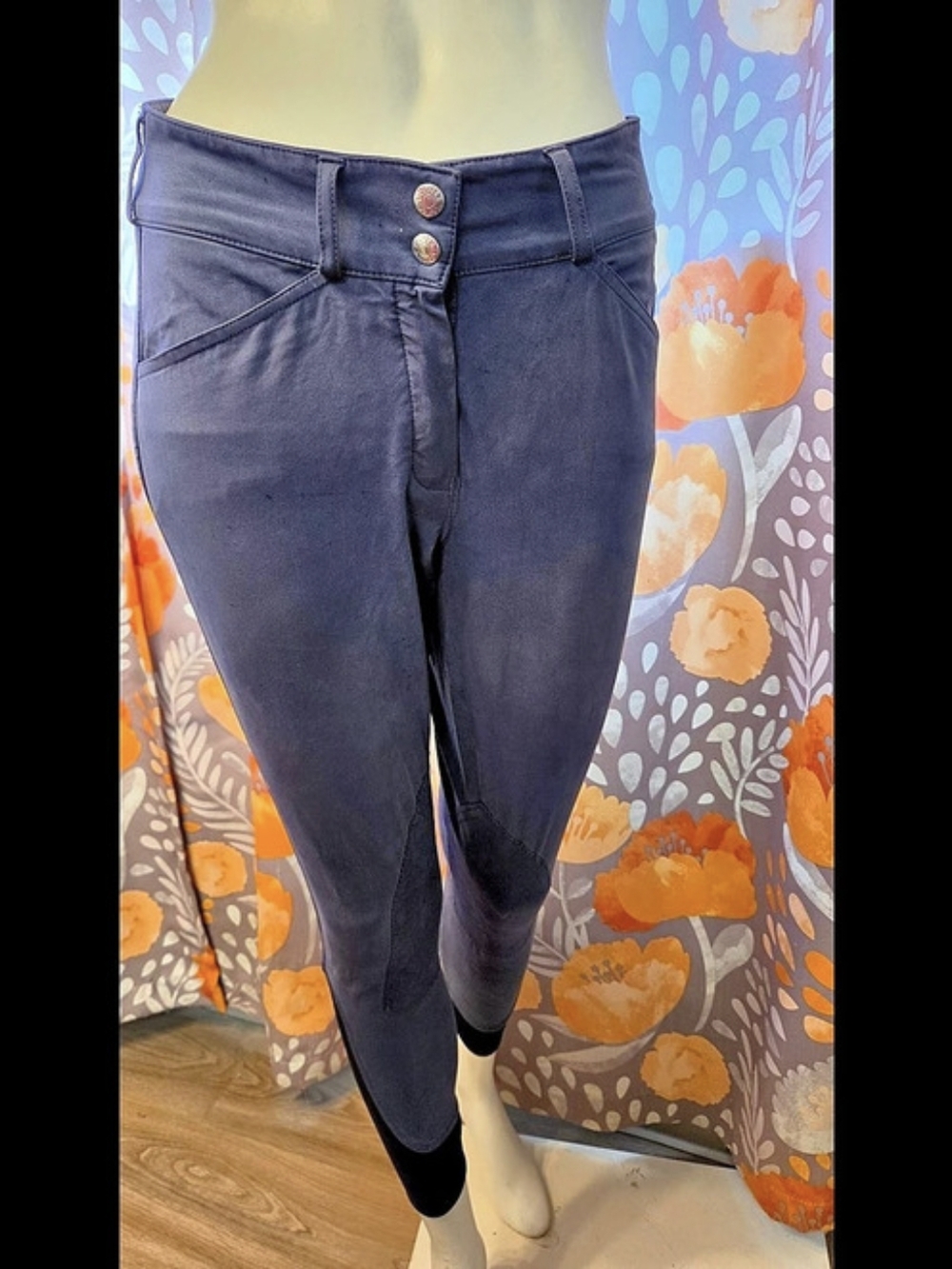 Dover Saddlery Riding Tights in Purple & Black
